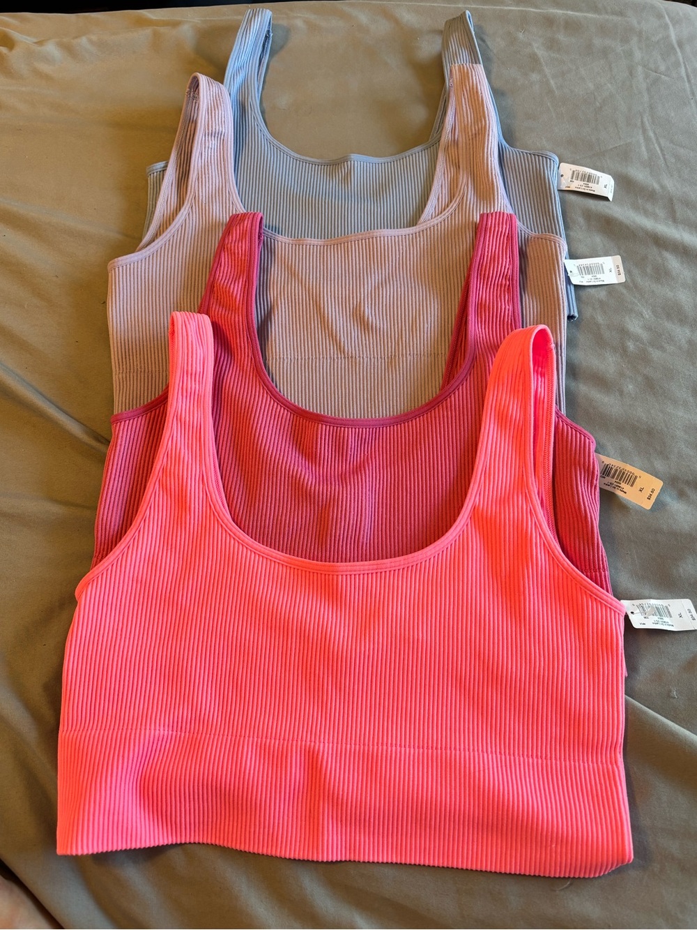NWT GAP Seamless Ribbed XL Bralette Bundle in Periwinkle,Lavender,Pink,& Rose - Picture 1 of 10